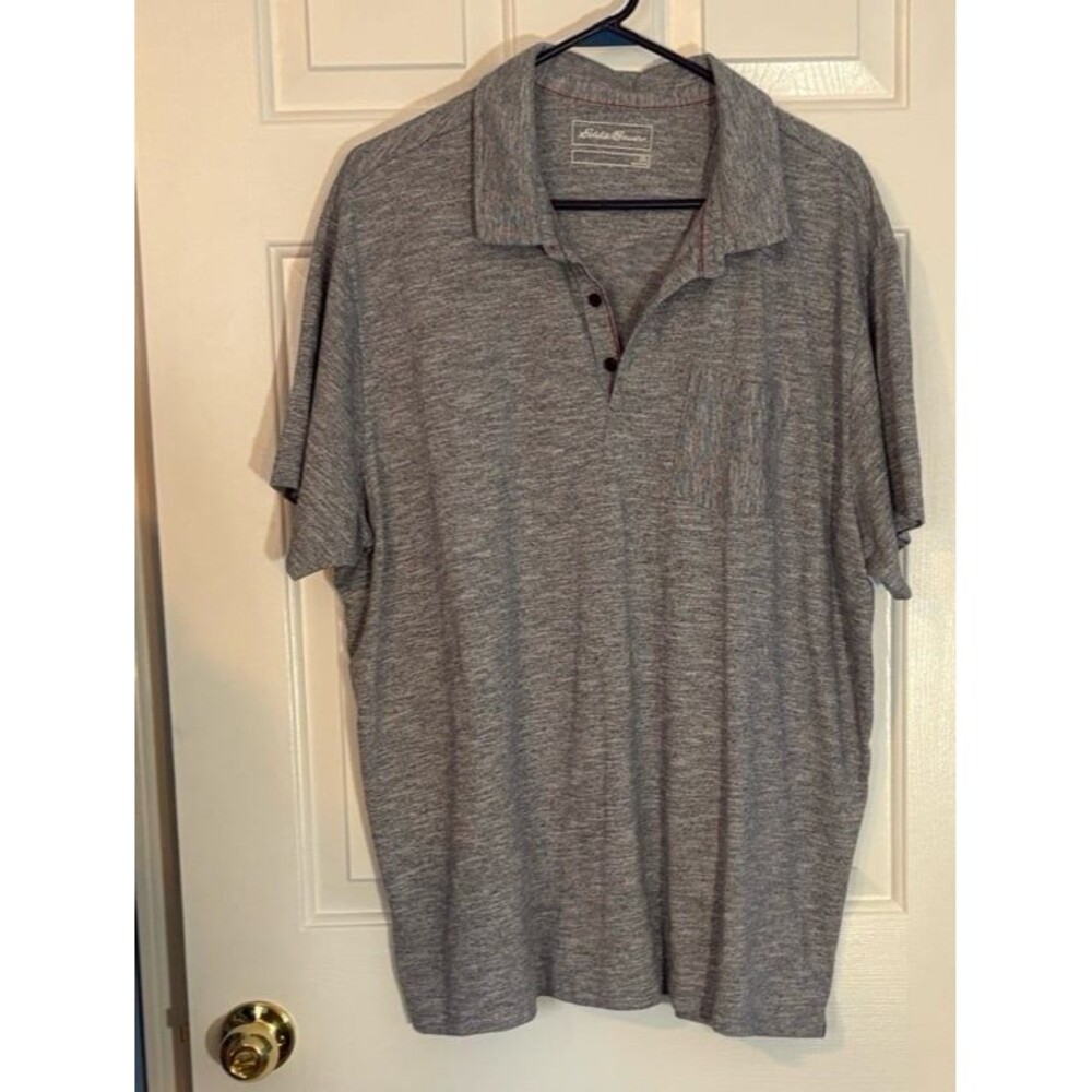 Eddie Bauer polo golf shirt gray with some red trim 2XL
